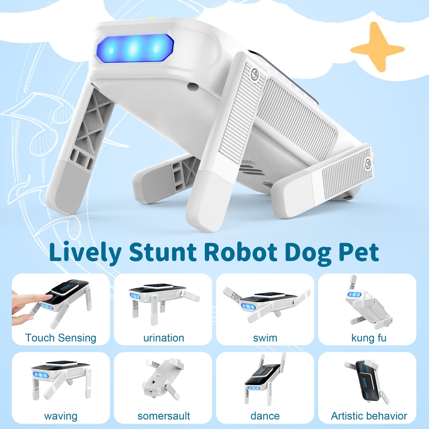 Intelligent Robot Dog, 2.4GHz Remote Control Toy Dog, With A Maximum Remote Control Distance Of 99Ft, AI Voice Control Can Be Connected, Programming Actions To Mobile Apps, Can Dance, Telling Stories, Perform A Dance, Program