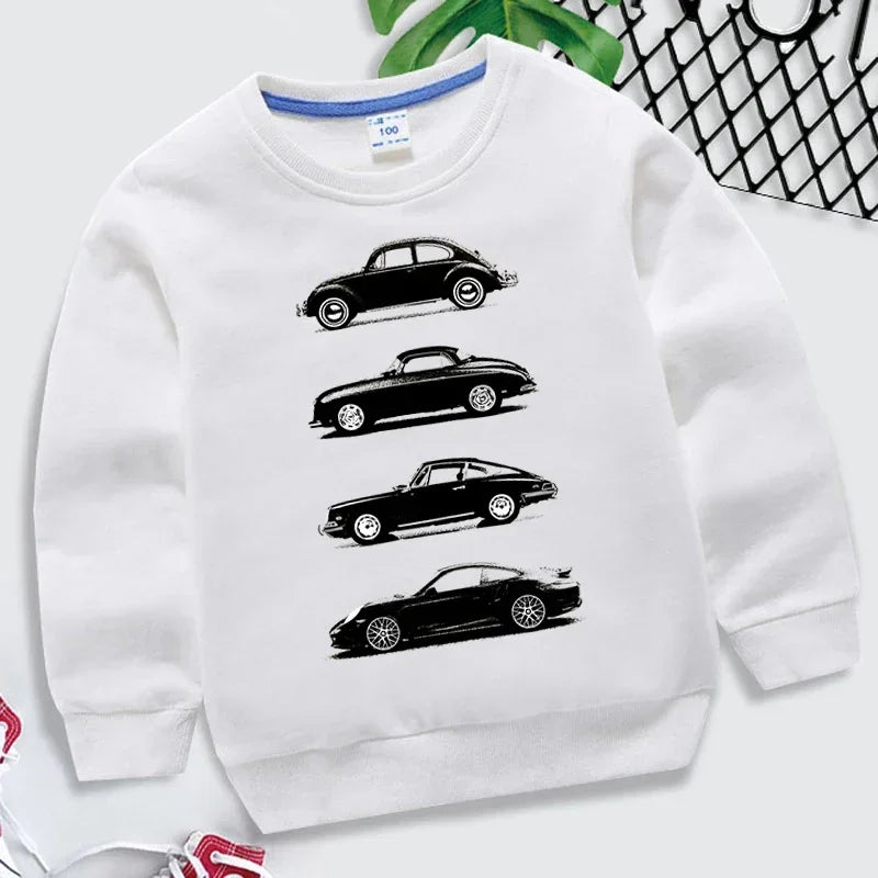 Hoodies 2025 Fashion Boys O-neck Sweatshirt Rally Group B Cars Print Tracksuit Fashion Car Fans Kids Clothes Girls Streetwear