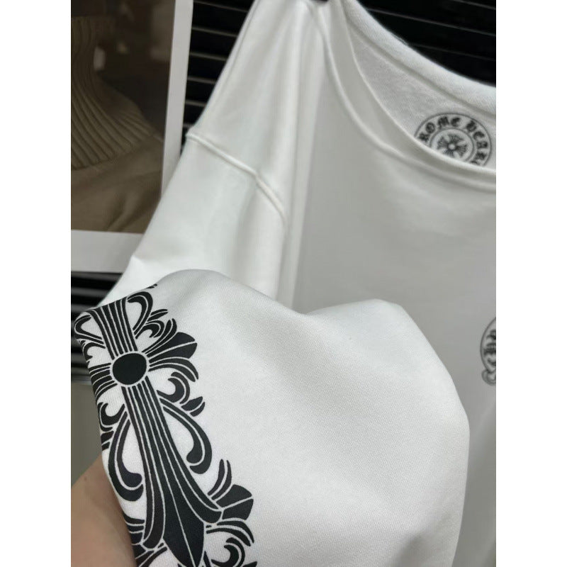 Sanskrit Letter Pattern Round Neck Loose Sweatshirt MerchMallow