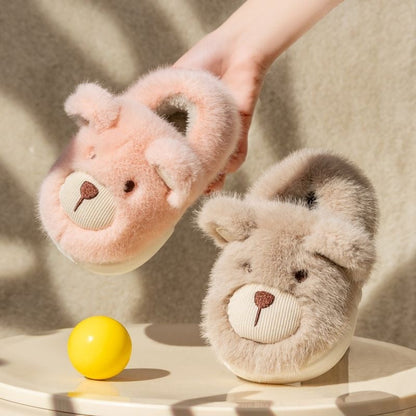 Plush Slippers Home Cotton Slippers Heel-wrapping Shoes Boys And Girls Warm Shoes MerchMallow