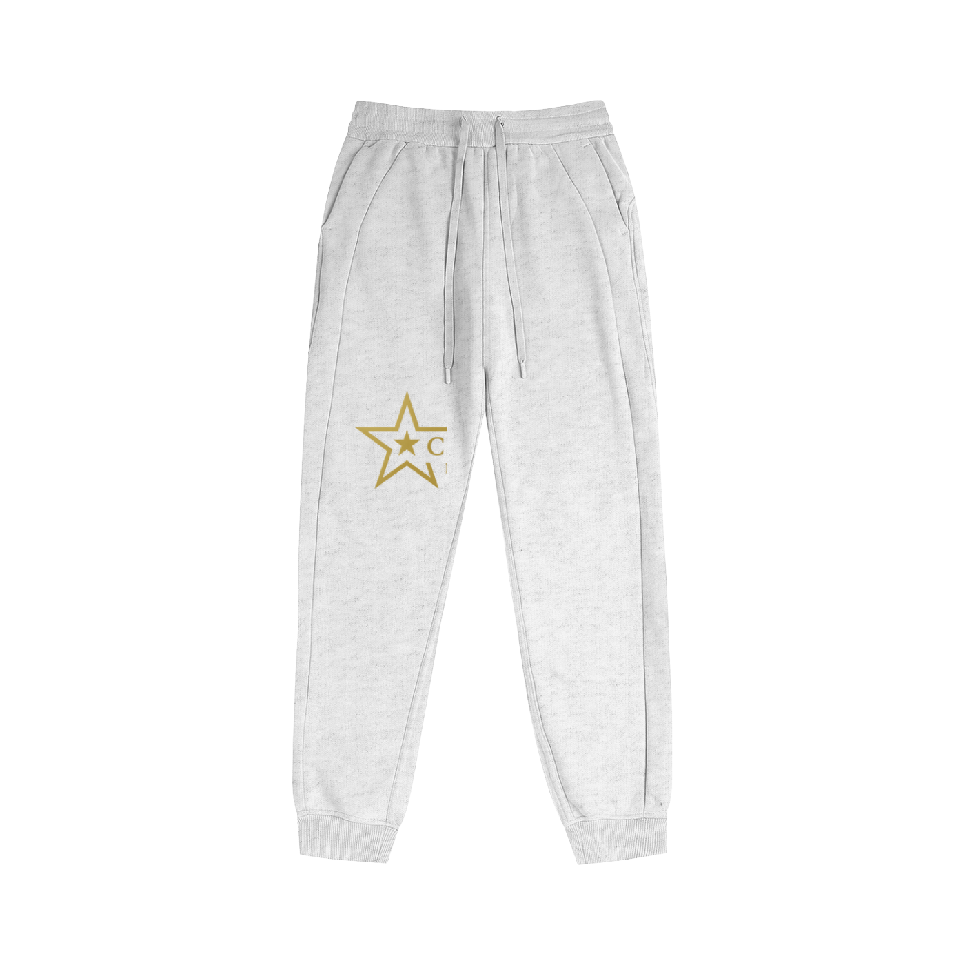 Women’s grey jogger pants with drawstring waist and star logo detail