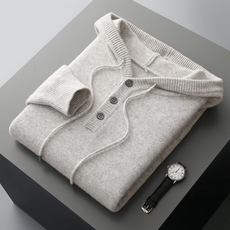 Men's American-style Warm High-grade Button Hoodie Sweater MerchMallow