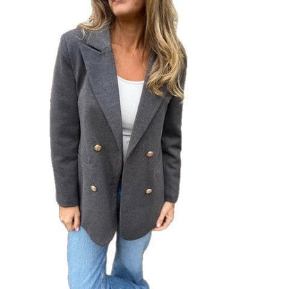Autumn And Winter Leisure Solid Color Woolen Blazer MerchMallow