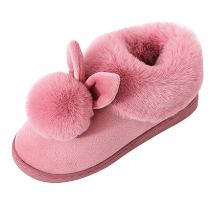 Autumn Winter Cotton Slippers Fur Rabbit Home Warm Thick Bottom Indoor Cotton Shoes Womens Slippers Cute Fluffy Cat Slippers MerchMallow