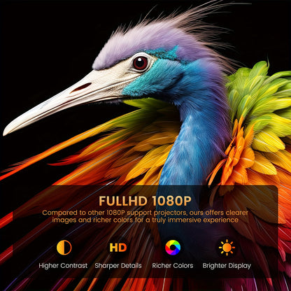 Portable 4K Smart Projector with WiFi 6 & BT 5.0, 1080P Native Resolution, 180° Rotatable Adjustable Screen, USB-Powered LED Light & Wireless Connectivity - Compatible with Netflix, YouTube, Prime Video for Home Theater, Out