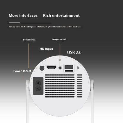 Portable Projector Small Straight Projector For Home Use 180 Degrees Projection Angle Automatic Focus Home Video Projector MerchMallow
