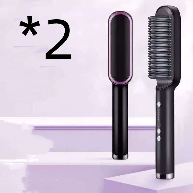 New 2 In 1 Hair Straightener Hot Comb Negative Ion Curling Tong Dual-purpose Electric Hair Brush MerchMallow