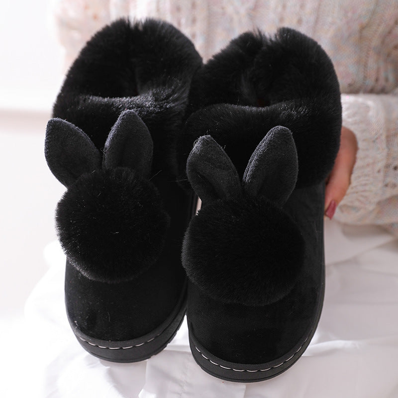 Autumn Winter Cotton Slippers Fur Rabbit Home Warm Thick Bottom Indoor Cotton Shoes Womens Slippers Cute Fluffy Cat Slippers MerchMallow
