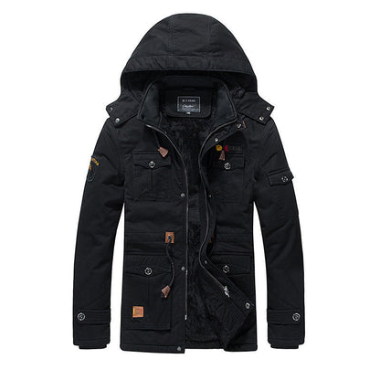 Men's Fleece Padded Jacket Mid-length Hooded Jacket MerchMallow