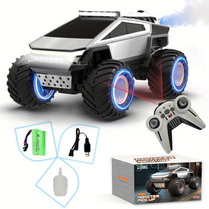 [RC Monster Truck Toy] 2.4GHz 4WD All Terrain RC Monster Truck Toy | Remote Control Off-road Vehicle with LED Lights, Music, Excellent Grip Big Wheels | Birthday, Christmas, Halloween Gifts for 6+ Boys And Girls