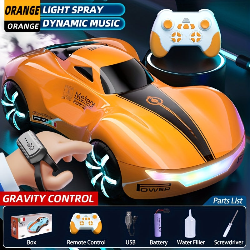 RC Car Remote Control with Gesture Double Spray 360° Rotation, High-Speed Wireless, LED Headlights& Underglow, Durable Plastic Body-for Birthdays, Christmas, Halloween Toys Gifts Remote Control Car