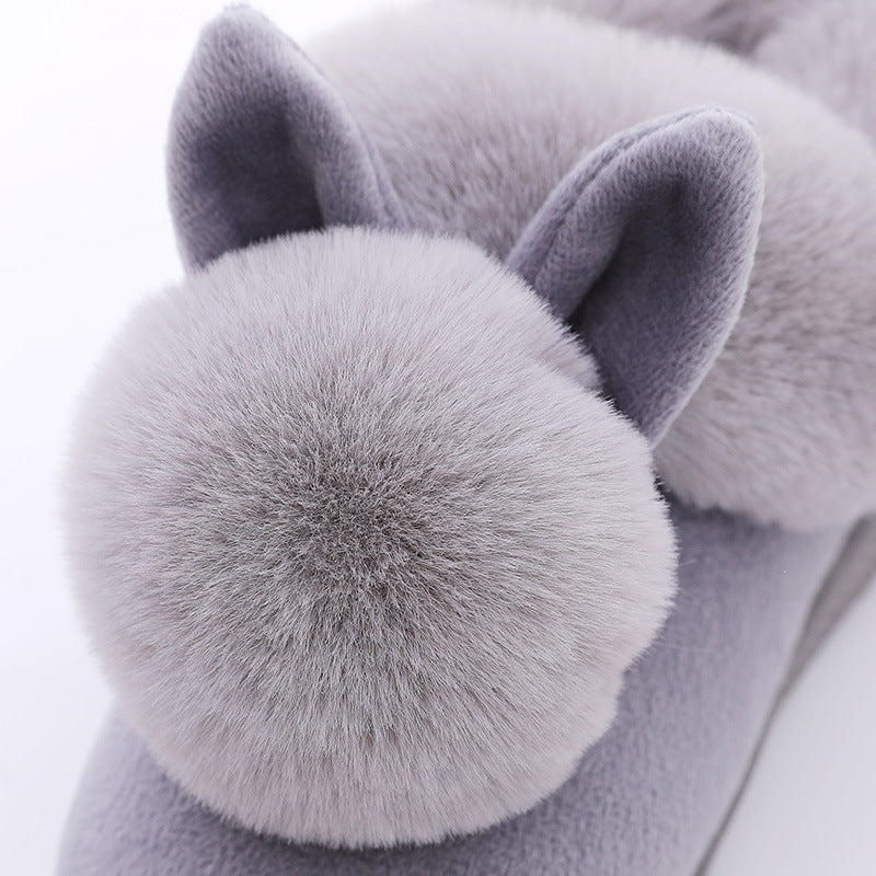 Autumn Winter Cotton Slippers Fur Rabbit Home Warm Thick Bottom Indoor Cotton Shoes Womens Slippers Cute Fluffy Cat Slippers MerchMallow