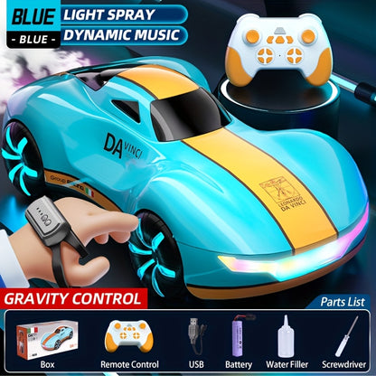 RC Car Remote Control with Gesture Double Spray 360° Rotation, High-Speed Wireless, LED Headlights& Underglow, Durable Plastic Body-for Birthdays, Christmas, Halloween Toys Gifts Remote Control Car