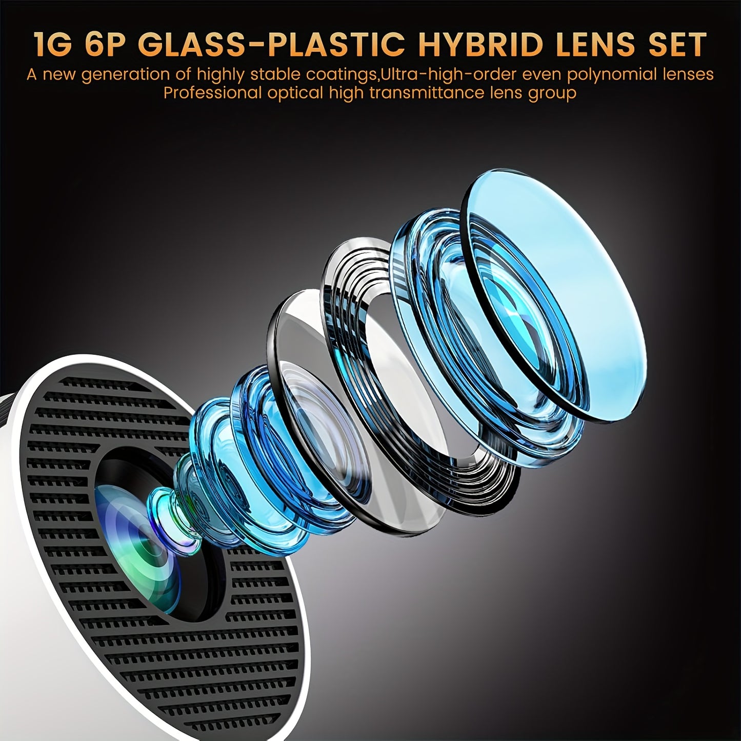 Portable 4K Smart Projector with WiFi 6 & BT 5.0, 1080P Native Resolution, 180° Rotatable Adjustable Screen, USB-Powered LED Light & Wireless Connectivity - Compatible with Netflix, YouTube, Prime Video for Home Theater, Out