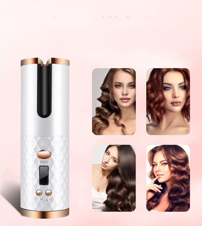 Rechargeable Automatic Hair Curler Women Portable Hair Curling Iron LCD Display Ceramic Curly Rotating Curling Wave Styer MerchMallow
