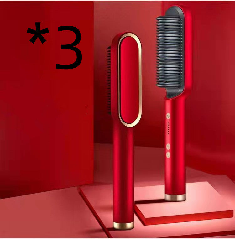 New 2 In 1 Hair Straightener Hot Comb Negative Ion Curling Tong Dual-purpose Electric Hair Brush MerchMallow
