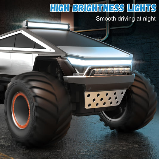 [RC Monster Truck Toy] 2.4GHz 4WD All Terrain RC Monster Truck Toy | Remote Control Off-road Vehicle with LED Lights, Music, Excellent Grip Big Wheels | Birthday, Christmas, Halloween Gifts for 6+ Boys And Girls