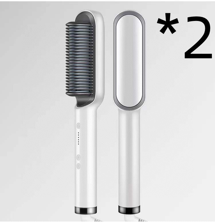 New 2 In 1 Hair Straightener Hot Comb Negative Ion Curling Tong Dual-purpose Electric Hair Brush MerchMallow