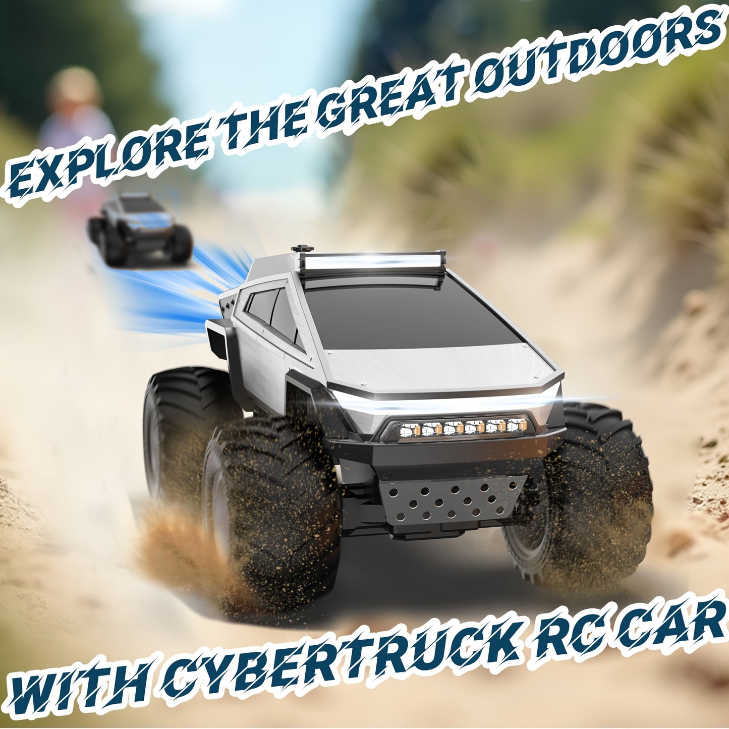 [RC Monster Truck Toy] 2.4GHz 4WD All Terrain RC Monster Truck Toy | Remote Control Off-road Vehicle with LED Lights, Music, Excellent Grip Big Wheels | Birthday, Christmas, Halloween Gifts for 6+ Boys And Girls