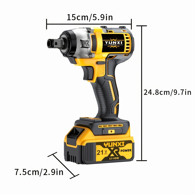 21V Cordless Impact Wrench Wireless Drill Kit with 4000mAh Battery, Brushless Electric Impact Gun Drill, Toolbox, Charger, Socket & Complete Accessories - Ideal Gift for Men