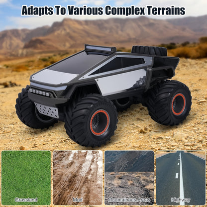 [RC Monster Truck Toy] 2.4GHz 4WD All Terrain RC Monster Truck Toy | Remote Control Off-road Vehicle with LED Lights, Music, Excellent Grip Big Wheels | Birthday, Christmas, Halloween Gifts for 6+ Boys And Girls