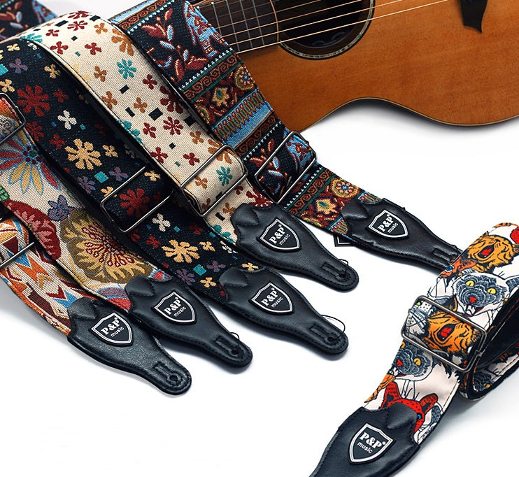 Guitar bass strap embroidery thickening and widening MerchMallow