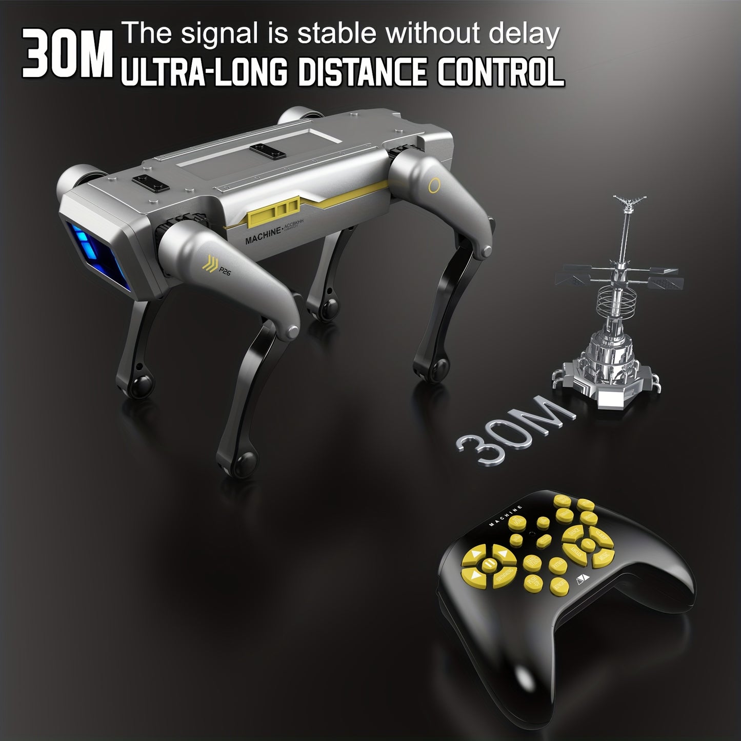 Intelligent Robot Dog, 2.4GHz Remote Control Toy Dog, With A Maximum Remote Control Distance Of 99Ft, AI Voice Control Can Be Connected, Programming Actions To Mobile Apps, Can Dance, Telling Stories, Perform A Dance, Program