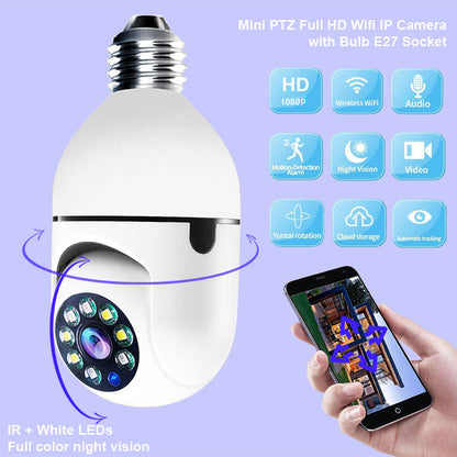 WiFi CAMERA 1080P Bulb 4X Zoom Camera E27 Home 5GWiFi Alarm Monitor MerchMallow