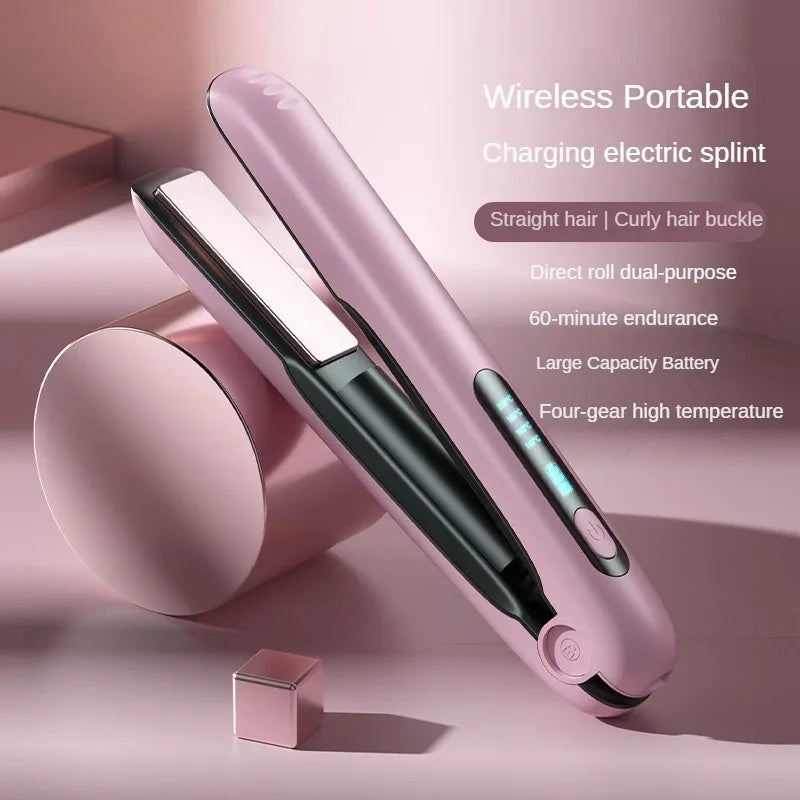 Wireless Hair Straightener Flat Iron Mini 2 IN 1 Roller USB 5000mAh Max 200 Degree Portable Cordless Curler 4 Levels Dry And Wet Uses MerchMallow