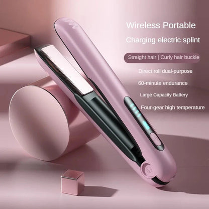 Wireless Hair Straightener Flat Iron Mini 2 IN 1 Roller USB 5000mAh Max 200 Degree Portable Cordless Curler 4 Levels Dry And Wet Uses MerchMallow