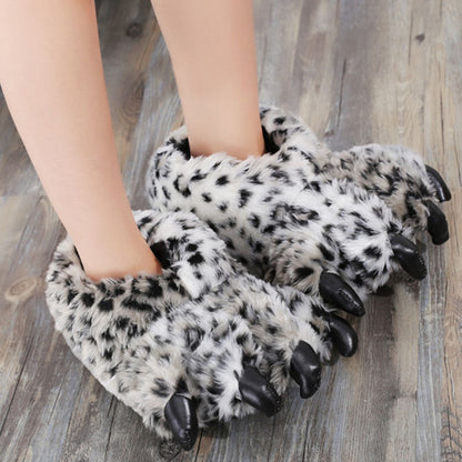 Animal Claw Cotton Slippers Men's And Women's Winter Hand Shaped Brush Fluffy Slippers Dinosaur Cotton MerchMallow
