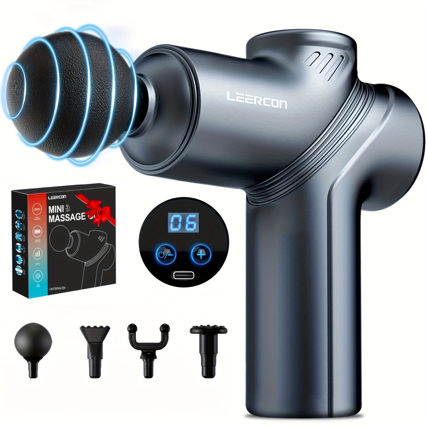 Massage Gun Deep Tissue, Silent Motor And Portable Massage Gun with 4 Interchangeable Heads for Deep Muscle And Relaxation, Relax Gift