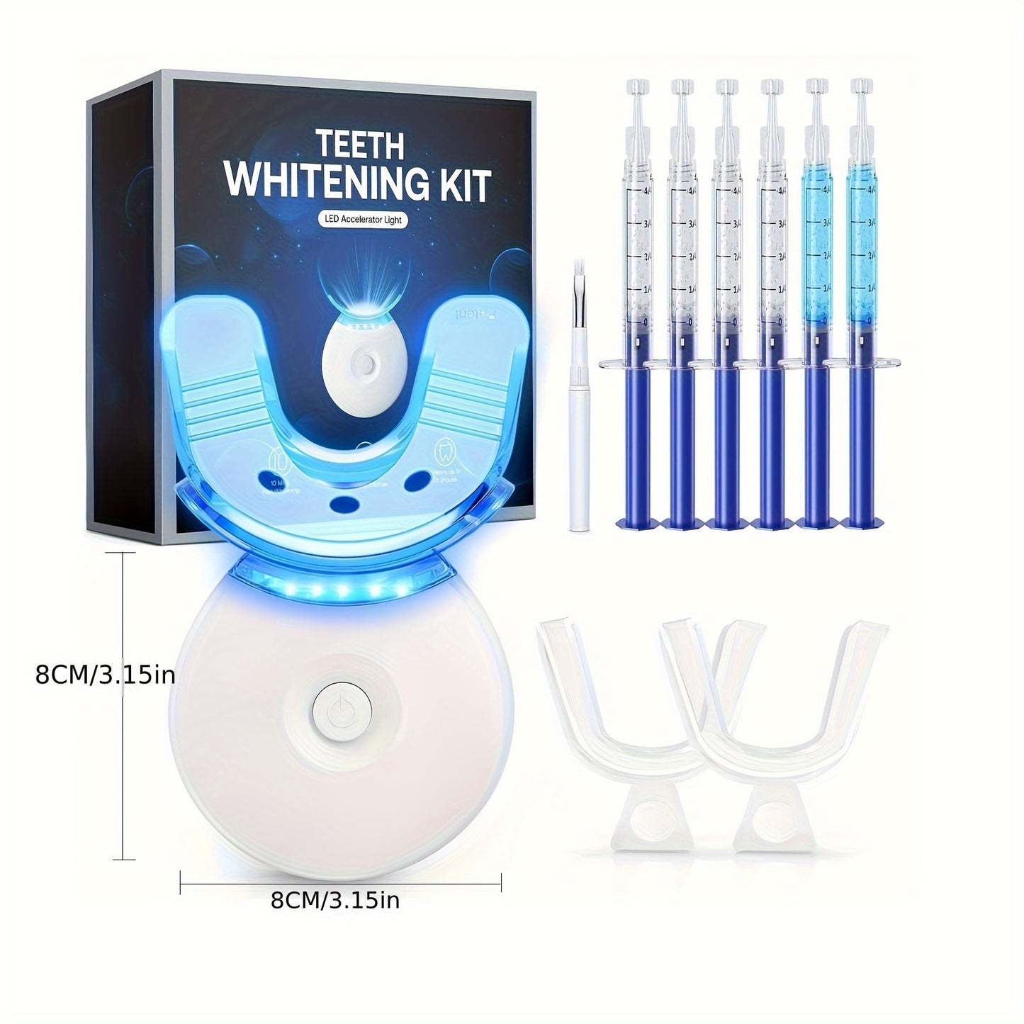 Teeth Whitening Kit, LED Teeth Whitening Light, 2 Trays And Tray Box with Brush, for Quick And Gentle Teeth Whitening.