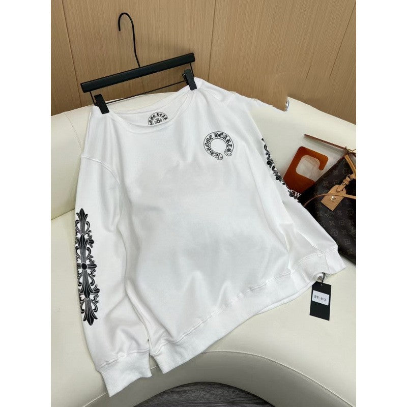 Sanskrit Letter Pattern Round Neck Loose Sweatshirt MerchMallow