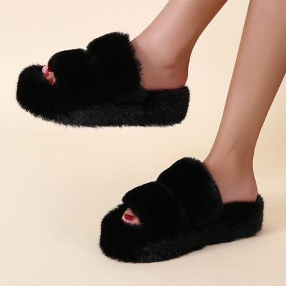 Fluffy Women's Thick-soled Home Slippers MerchMallow