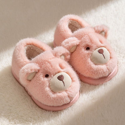 Plush Slippers Home Cotton Slippers Heel-wrapping Shoes Boys And Girls Warm Shoes MerchMallow
