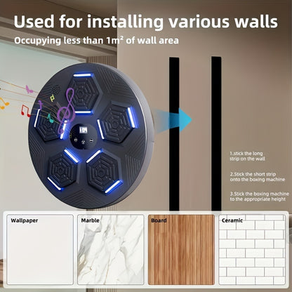 Boxing target, musical boxing machine, training punch equipment, wall mounted boxing machine, boxing exercise machine, gift giving, summer sports, target for home training boxing, plays music and connects to musical boxing ma