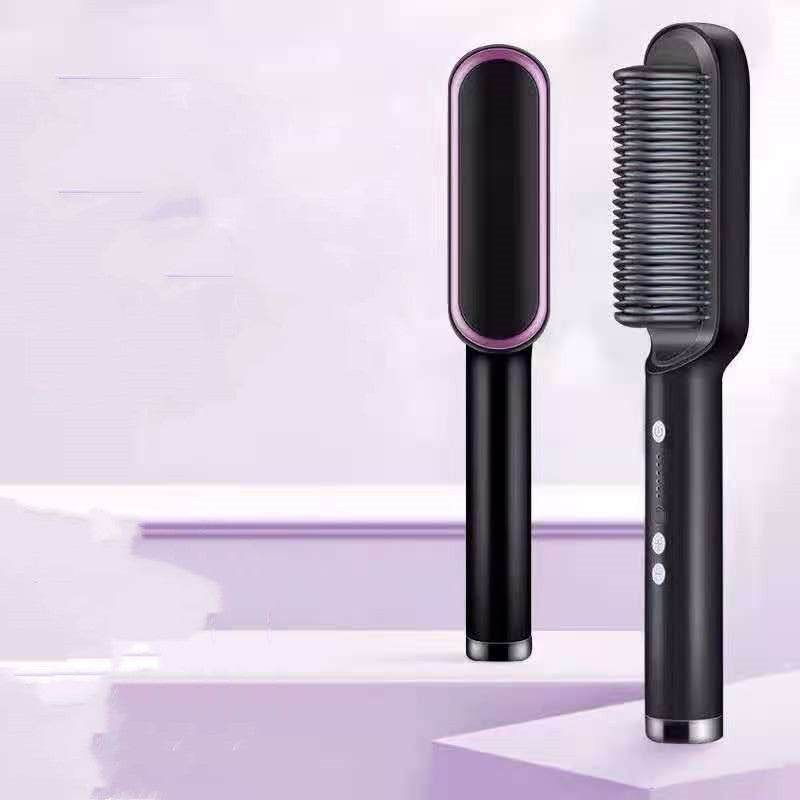 New 2 In 1 Hair Straightener Hot Comb Negative Ion Curling Tong Dual-purpose Electric Hair Brush MerchMallow