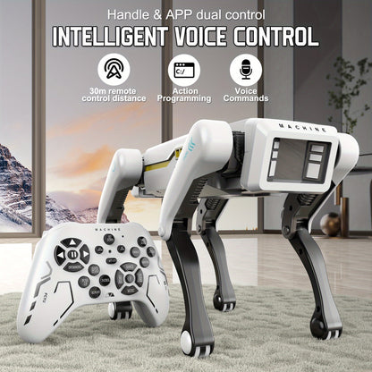 Intelligent Robot Dog, 2.4GHz Remote Control Toy Dog, With A Maximum Remote Control Distance Of 99Ft, AI Voice Control Can Be Connected, Programming Actions To Mobile Apps, Can Dance, Telling Stories, Perform A Dance, Program