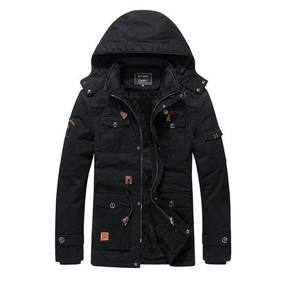 Men's Fleece Padded Jacket Mid-length Hooded Jacket MerchMallow