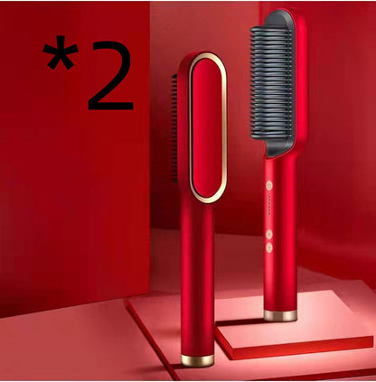 New 2 In 1 Hair Straightener Hot Comb Negative Ion Curling Tong Dual-purpose Electric Hair Brush MerchMallow
