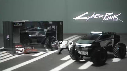 [RC Monster Truck Toy] 2.4GHz 4WD All Terrain RC Monster Truck Toy | Remote Control Off-road Vehicle with LED Lights, Music, Excellent Grip Big Wheels | Birthday, Christmas, Halloween Gifts for 6+ Boys And Girls