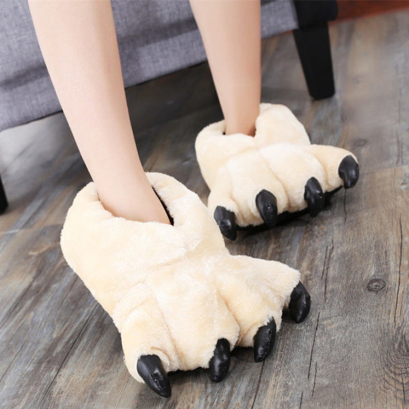 Animal Claw Cotton Slippers Men's And Women's Winter Hand Shaped Brush Fluffy Slippers Dinosaur Cotton MerchMallow