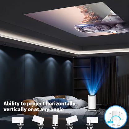Portable 4K Smart Projector with WiFi 6 & BT 5.0, 1080P Native Resolution, 180° Rotatable Adjustable Screen, USB-Powered LED Light & Wireless Connectivity - Compatible with Netflix, YouTube, Prime Video for Home Theater, Out