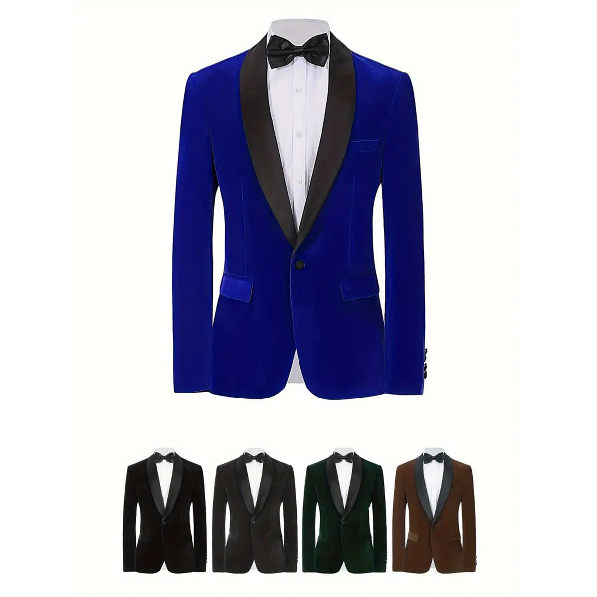 Men's Velvet Blazer With Shawl Collar Wedding Prom Single Button Dress MerchMallow