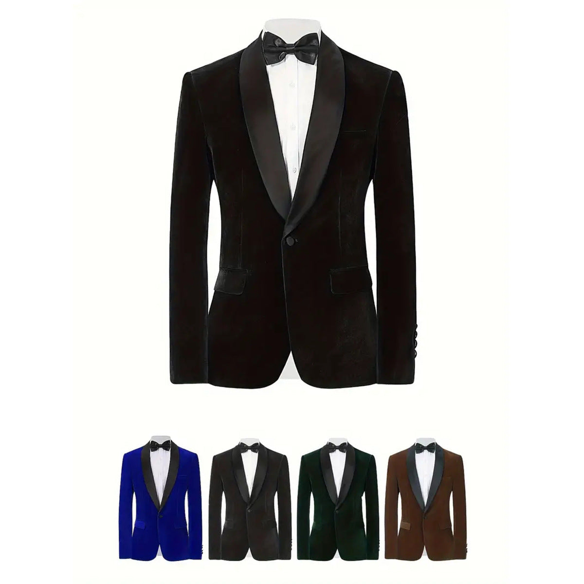 Men's Velvet Blazer With Shawl Collar Wedding Prom Single Button Dress MerchMallow