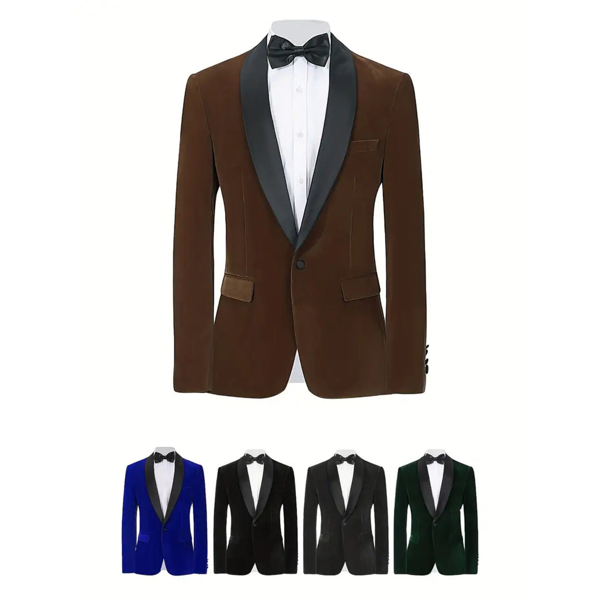 Men's Velvet Blazer With Shawl Collar Wedding Prom Single Button Dress MerchMallow