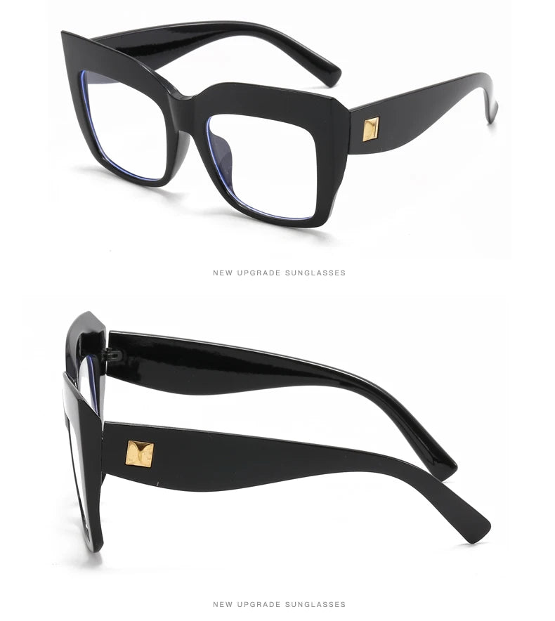 Oversized Square Women's Glasses Frames Fashion Black Anti Blue Light Eyeglasses Optical Lenses Female Luxury Brand Big Eyewear