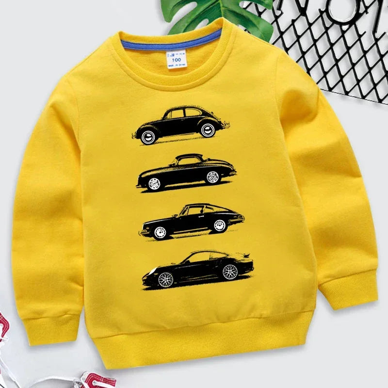 Hoodies 2025 Fashion Boys O-neck Sweatshirt Rally Group B Cars Print Tracksuit Fashion Car Fans Kids Clothes Girls Streetwear