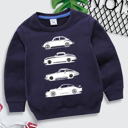 Hoodies 2025 Fashion Boys O-neck Sweatshirt Rally Group B Cars Print Tracksuit Fashion Car Fans Kids Clothes Girls Streetwear